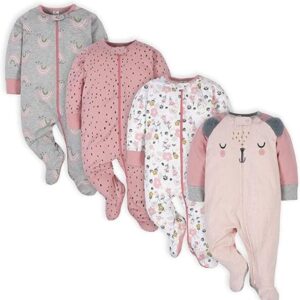 Gerber Baby Girls 4-Pack Sleep ‘N Play Footie Set